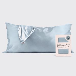 kitsch Satin Pillowcase in Haze Blue 2 Pack - King