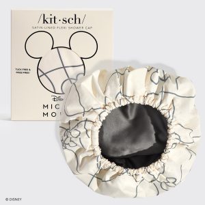 kitsch Kitsch x Mickey and Minnie Satin Flexi Shower Cap in Mickey Maze